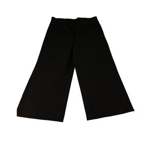Mario Serrani Italy Cropped Pants Size M Black Wide Leg Pull On Trousers Capris